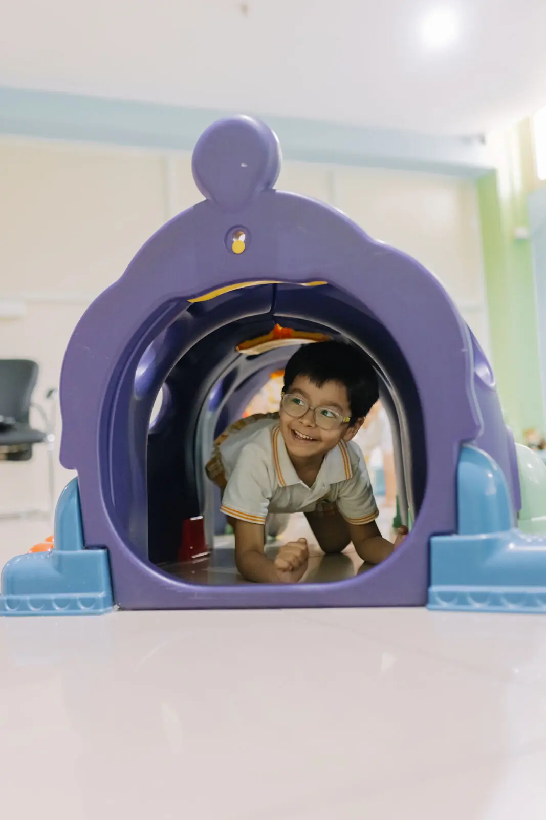 A child in the Playhouse tunnel